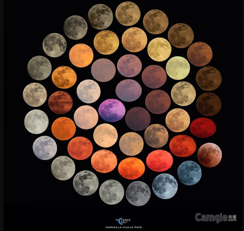 摄影师花费十年时间拍摄不同颜色的满月照片